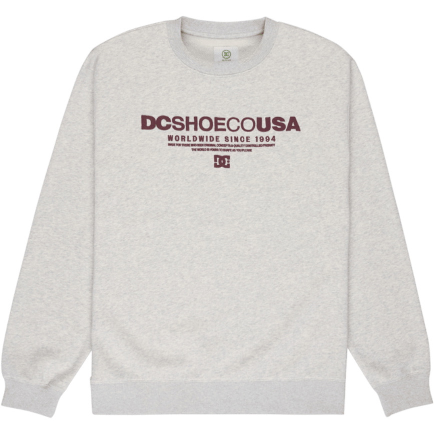 2026 DC Shoes Mens DC Heritage Font Sweatshirt EDYSF03288 - Light Heather Grey